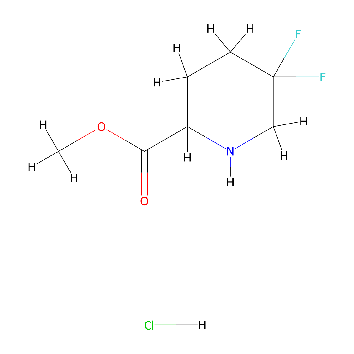 Methyl 5,5-difluoropiperidine-2-carboxylate hydrochloride molecular structure, CAS 1434141-66-8
