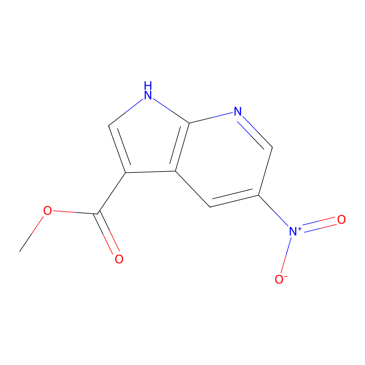 Methyl 5-nitro-1H-pyrrolo[2,3-b]pyridine-3-carboxylate molecular structure, CAS 1434141-72-6