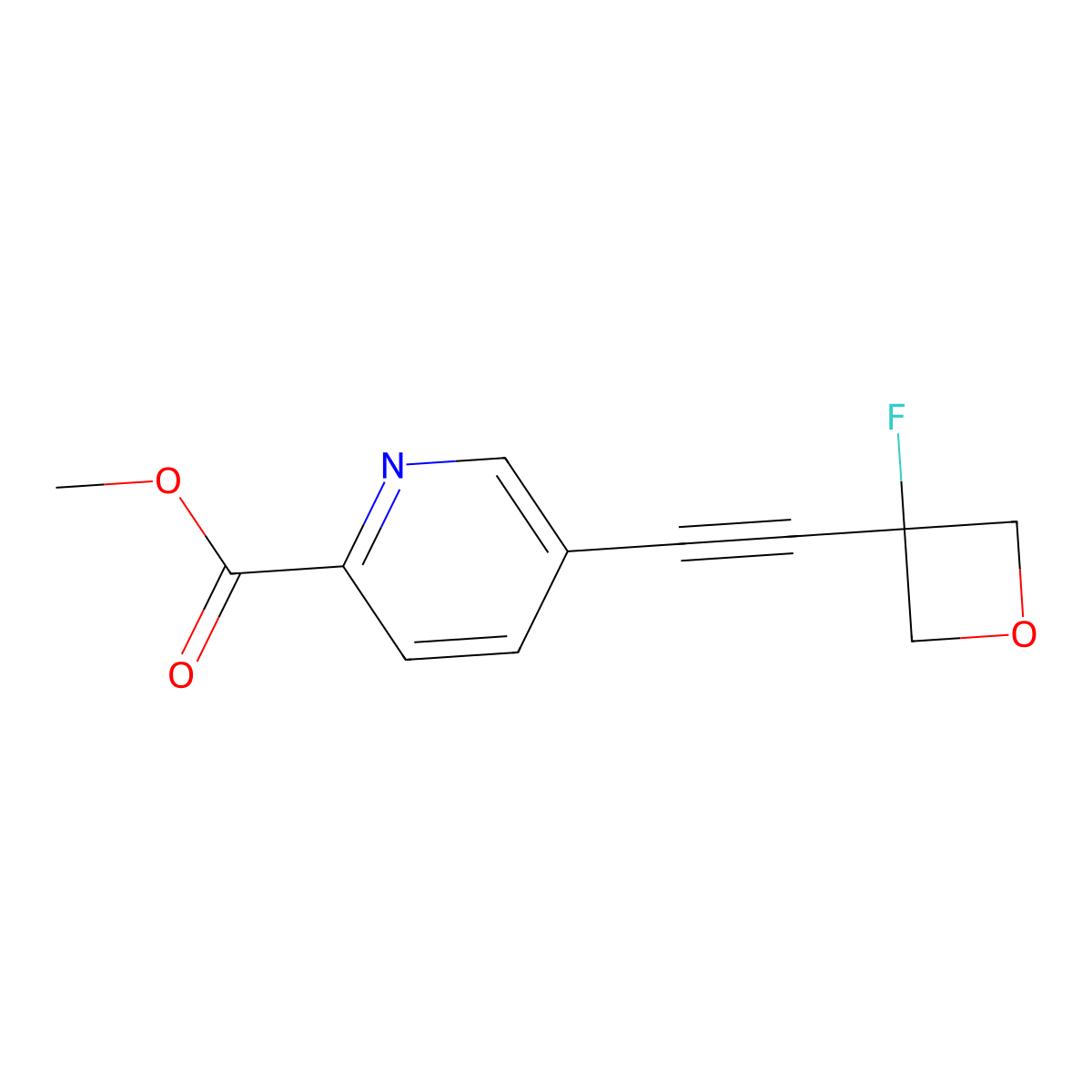 Methyl 5-((3-fluorooxetan-3-yl)ethynyl)picolinate molecular structure, CAS 1434141-74-8