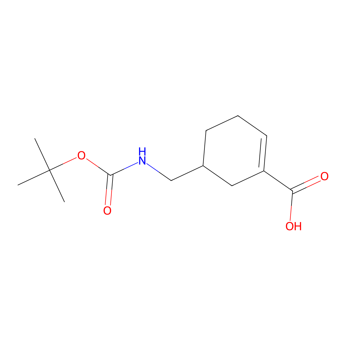 5-(((tert-Butoxycarbonyl)amino)methyl)cyclohex-1-enecarboxylic acid molecular structure, CAS 1434141-75-9