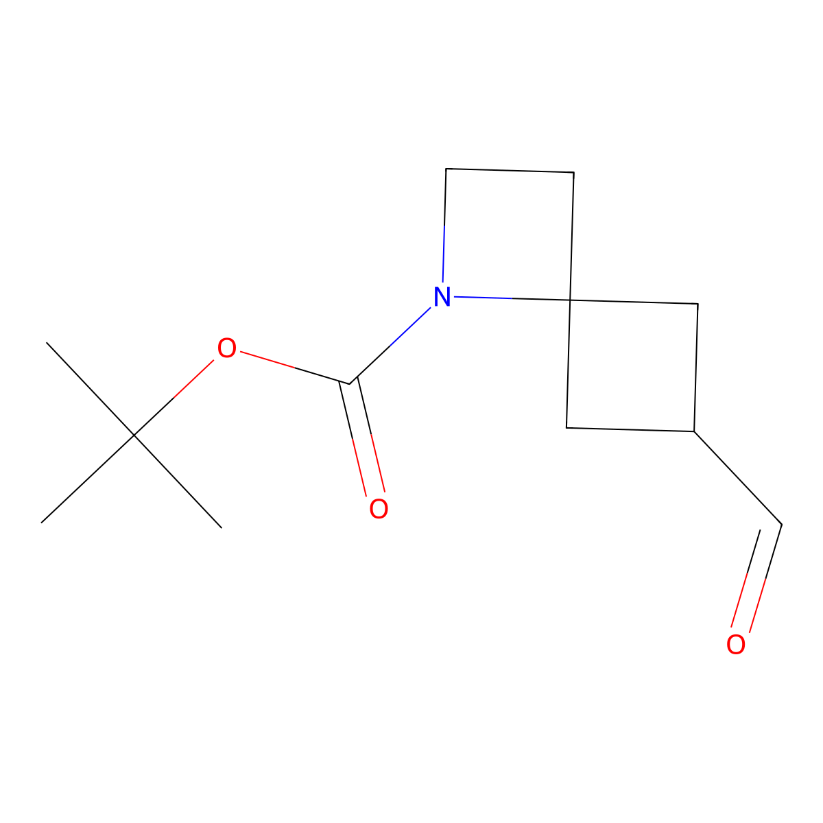 Rac-tert-butyl (4r)-6-formyl-1-azaspiro[3.3]heptane-1-carboxylate molecular structure, CAS 1434141-86-2