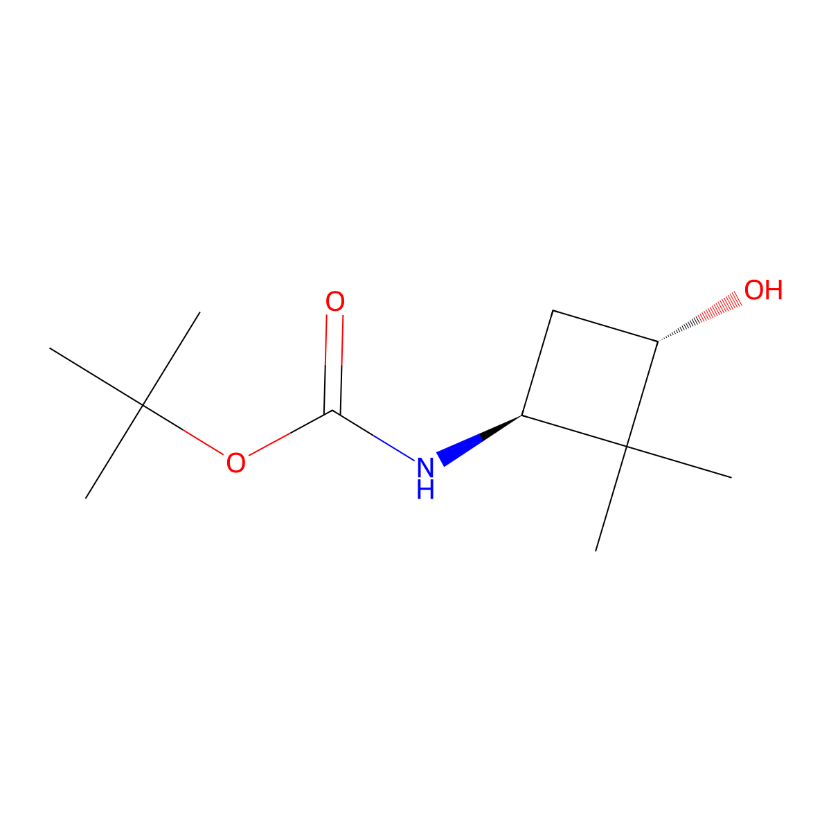 tert-Butyl trans-2,2-dimethyl-3-hydroxycyclobutylcarbamate molecular structure, CAS 1434141-89-5