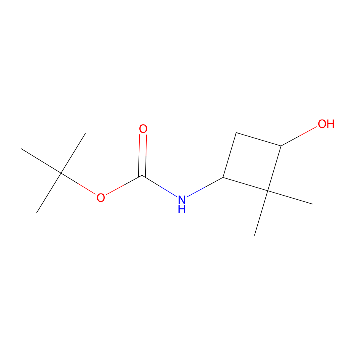 rac-tert-butyl N-[(1R,3S)-3-hydroxy-2,2-dimethylcyclobutyl]carbamate molecular structure, CAS 1434141-92-0
