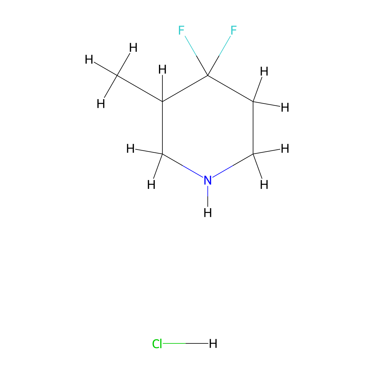 4,4-Difluoro-3-methylpiperidine hydrochloride molecular structure, CAS 1434141-99-7