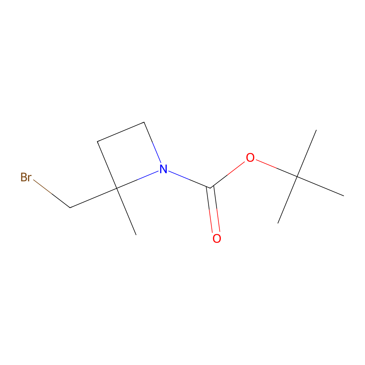 tert-Butyl 2-(bromomethyl)-2-methylazetidine-1-carboxylate molecular structure, CAS 1434142-04-7