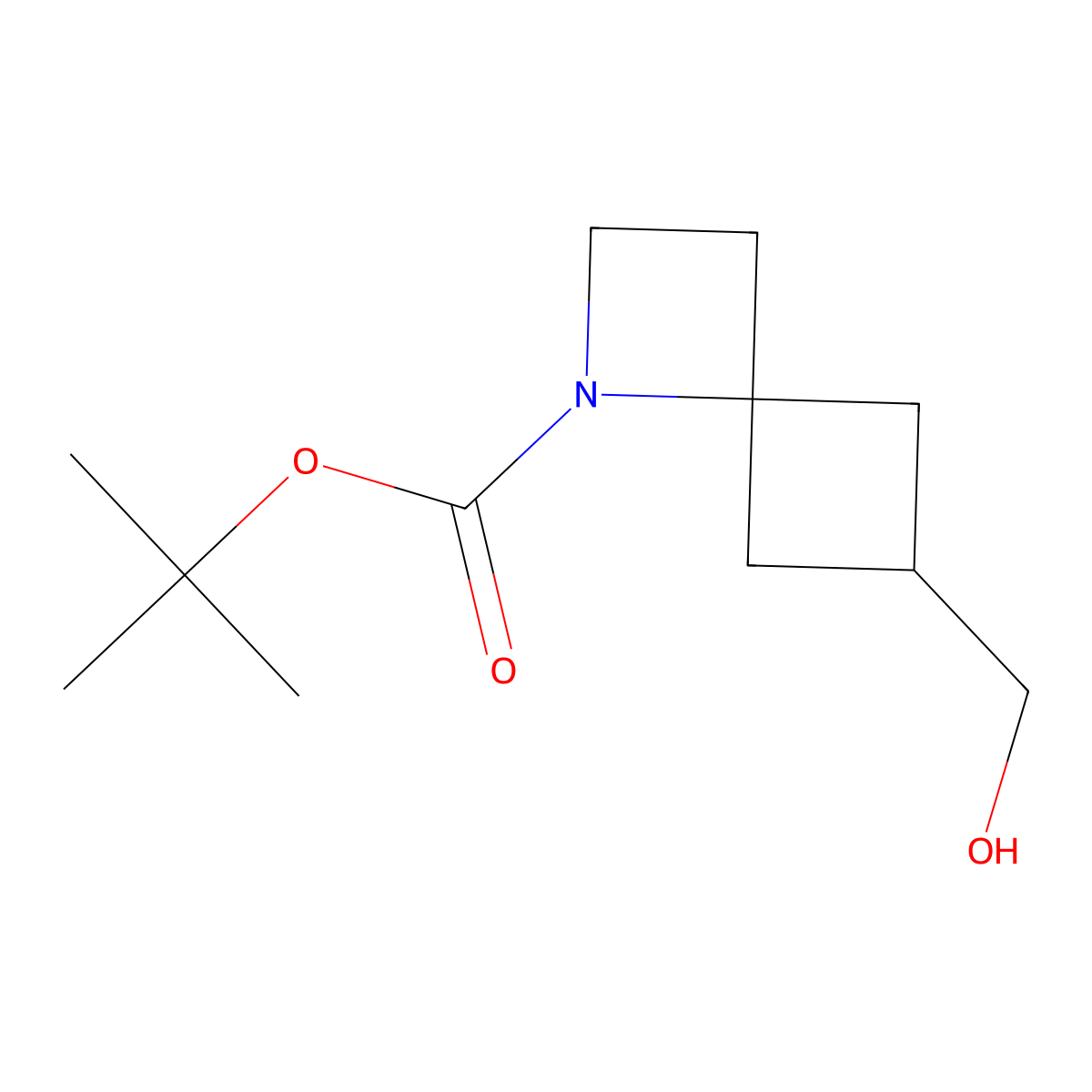 1-Azaspiro[3.3]heptane-1-carboxylic acid, 6-(hydroxymethyl)-, 1,1-dimethylethyl ester molecular structure, CAS 1434142-15-0