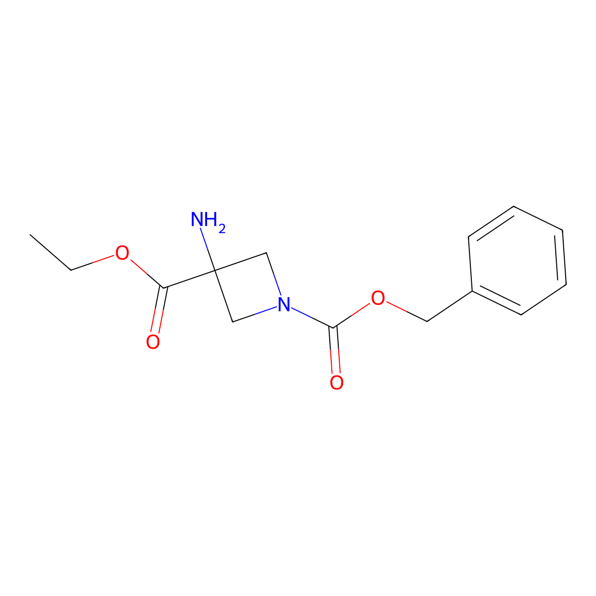 1-Benzyl 3-ethyl 3-aminoazetidine-1,3-dicarboxylate molecular structure, CAS 1434142-16-1