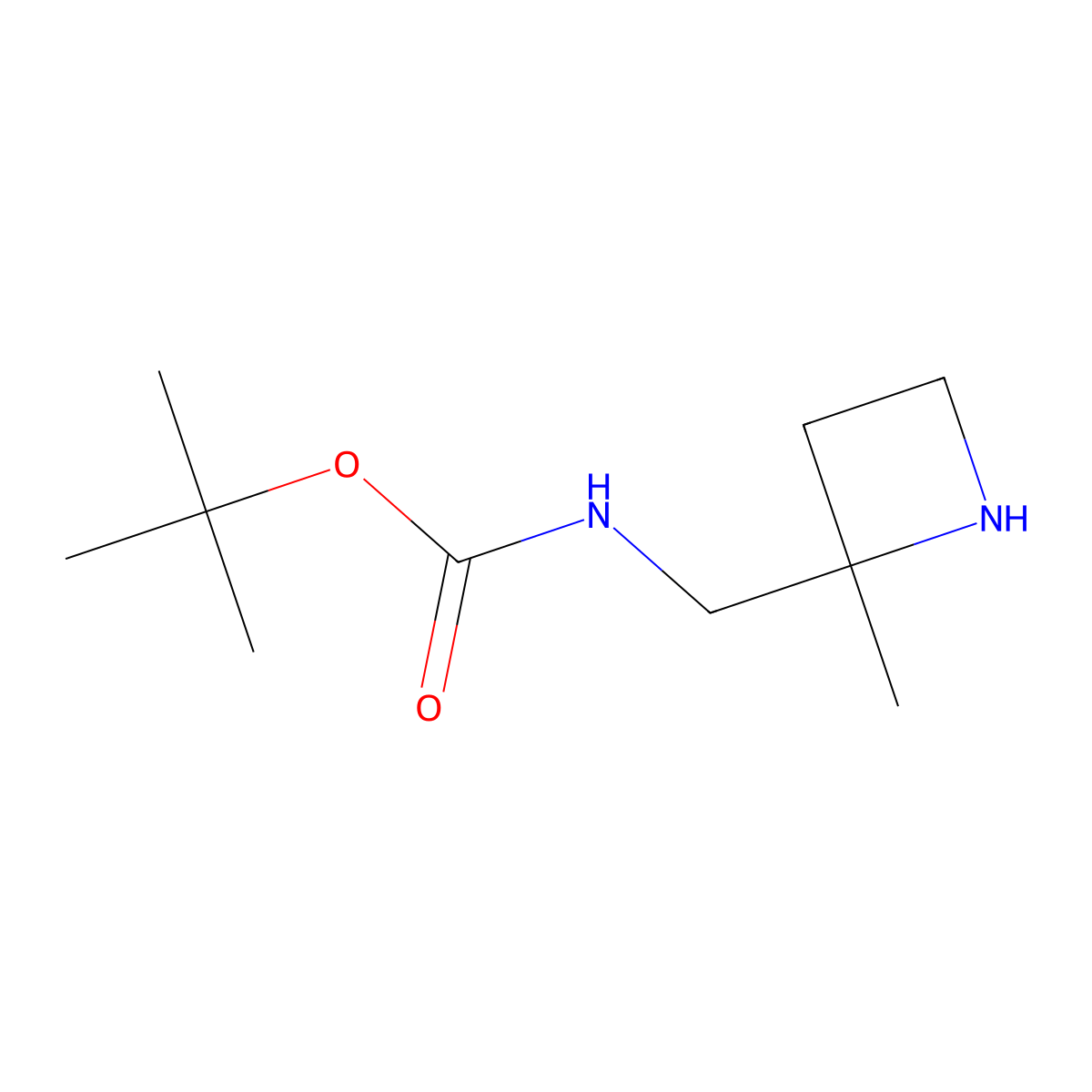 tert-Butyl ((2-methylazetidin-2-yl)methyl)carbamate molecular structure, CAS 1434142-23-0