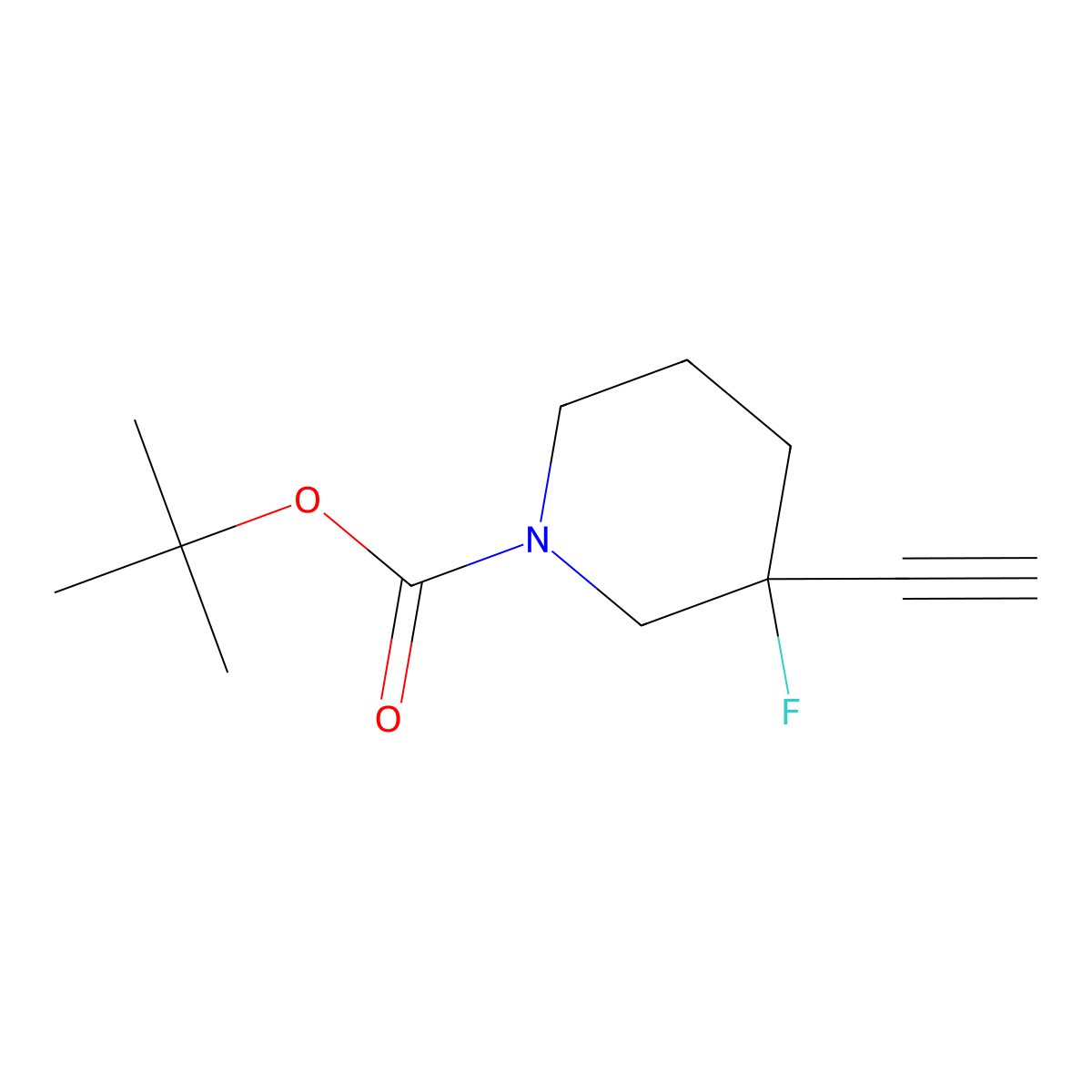 tert-Butyl 3-ethynyl-3-fluoropiperidine-1-carboxylate molecular structure, CAS 1434142-27-4