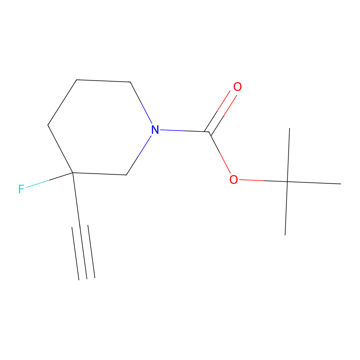 tert-Butyl 3-ethynyl-3-fluoropiperidine-1-carboxylate molecular structure, CAS 1434142-27-4
