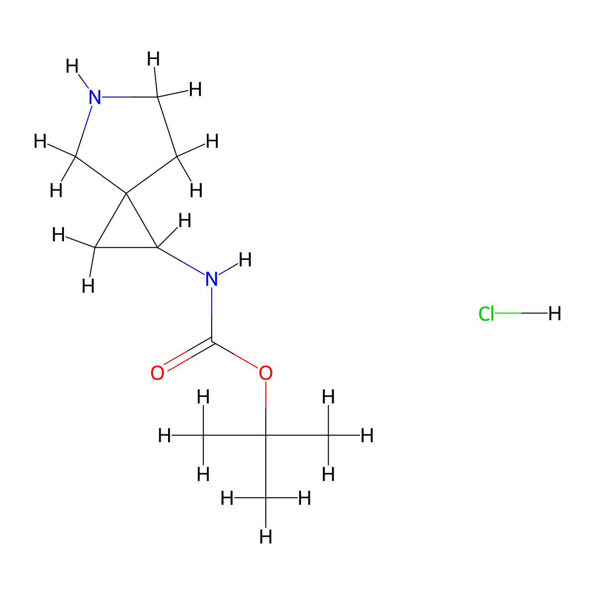 tert-Butyl 5-azaspiro(2.4)heptan-1-ylcarbamate hydrochloride molecular structure, CAS 1434142-28-5