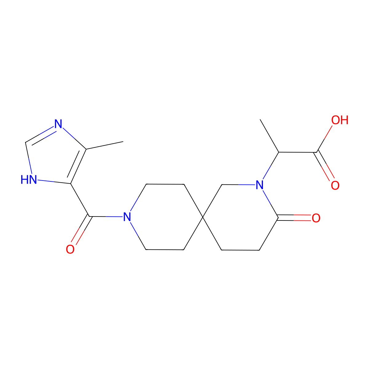 2-{9-[(4-methyl-1H-imidazol-5-yl)carbonyl]-3-oxo-2,9-diazaspiro[5.5]undec-2-yl}propanoic acid molecular structure, CAS 1434147-52-0