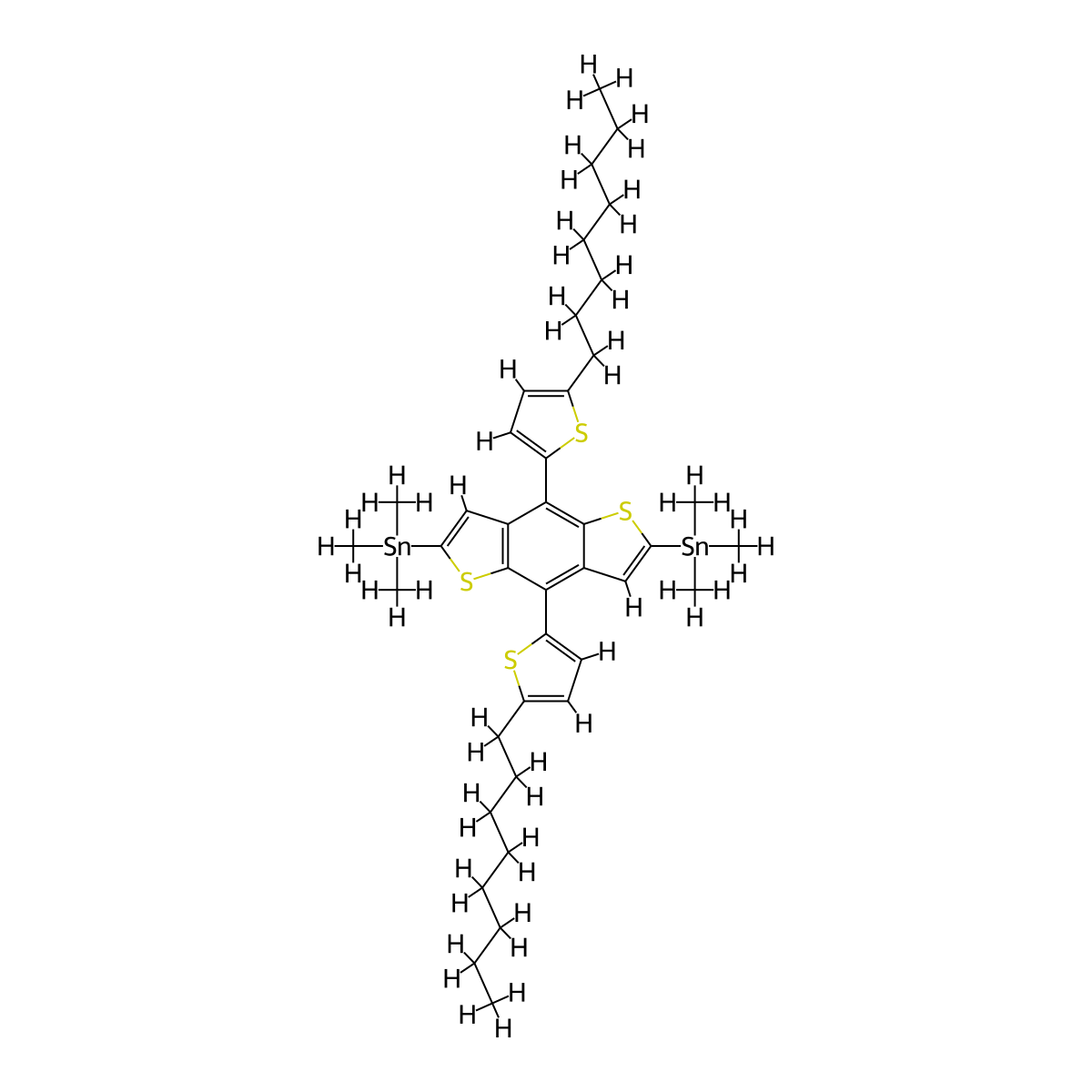 (4,8-Bis(5-octylthiophen-2-yl)benzo[1,2-b:4,5-b']dithiophene-2,6-diyl)bis(trimethylstannane) molecular structure, CAS 1434174-52-3