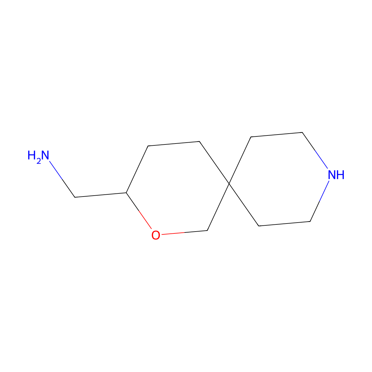 {2-Oxa-9-azaspiro[5.5]undecan-3-yl}methanamine molecular structure, CAS 1434247-07-0