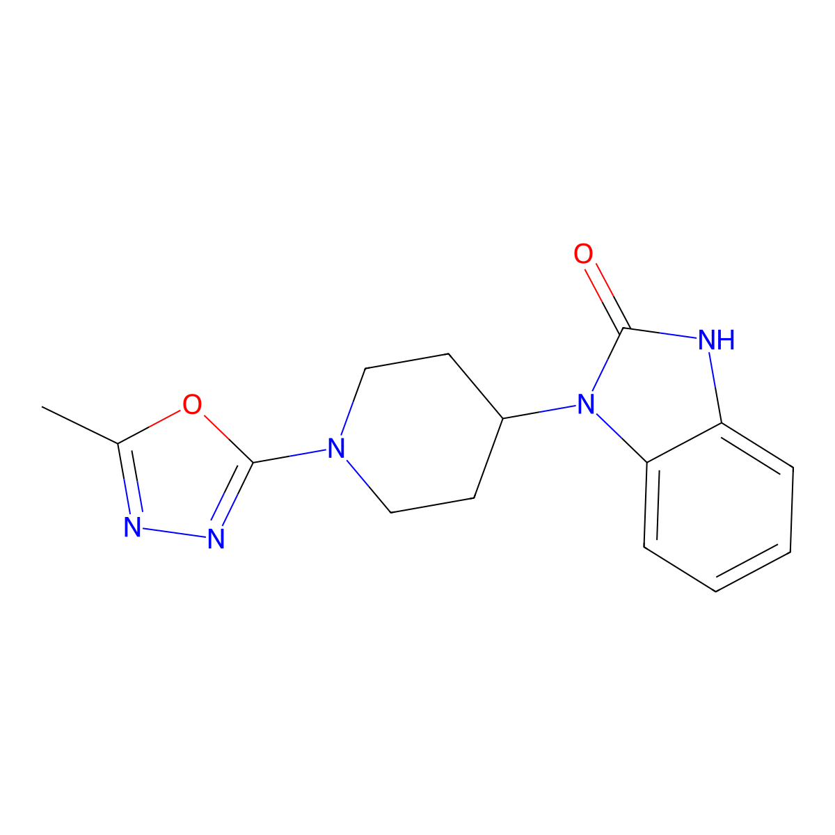 1-[1-(5-methyl-1,3,4-oxadiazol-2-yl)piperidin-4-yl]-1,3-dihydro-2H-benzimidazol-2-one molecular structure, CAS 1434249-78-1