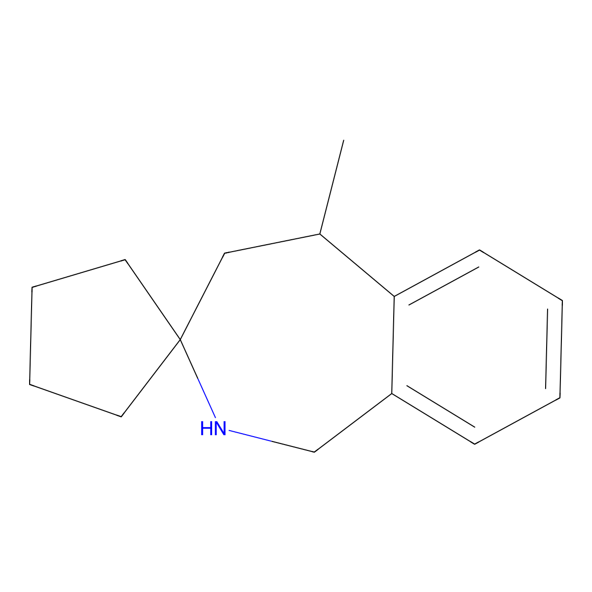 5-Methyl-1,2,4,5-tetrahydrospiro[2-benzazepine-3,1'-cyclopentane] molecular structure, CAS 143425-83-6