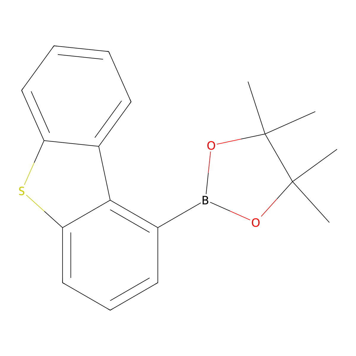 2-(Dibenzo[B,D]thiophen-1-YL)-4,4,5,5-tetramethyl-1,3,2-dioxaborolane molecular structure, CAS 1434286-69-7