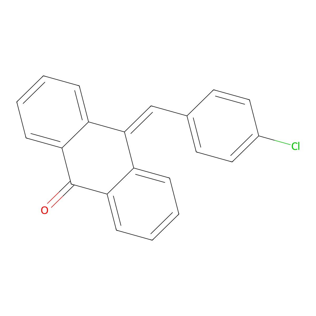9(10H)-Anthracenone, 10-[(4-chlorophenyl)methylene]- molecular structure, CAS 14343-93-2