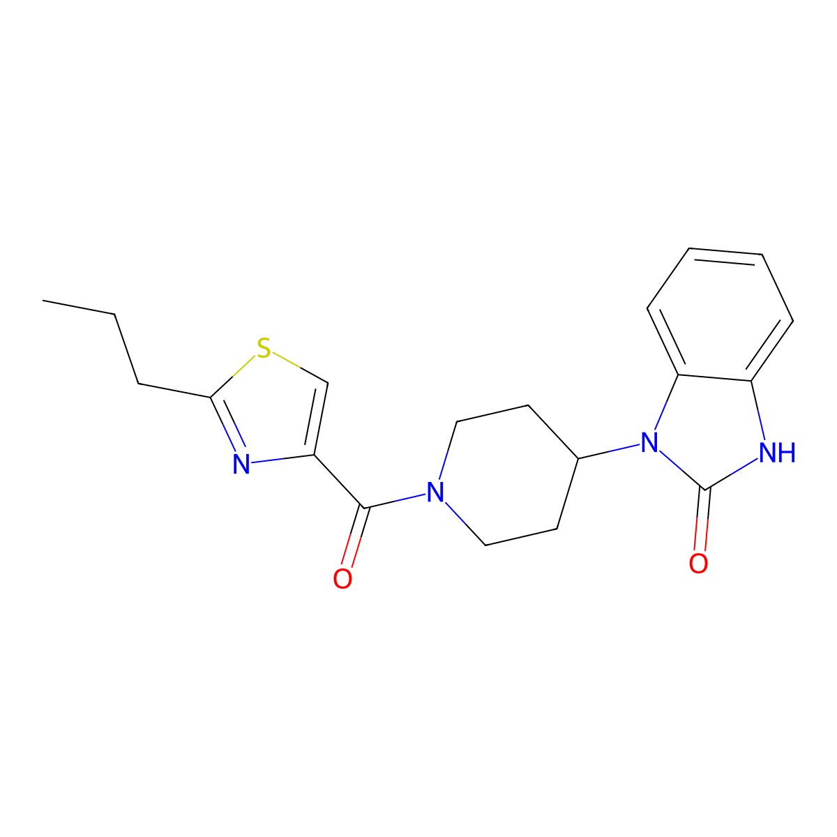 1-{1-[(2-propyl-1,3-thiazol-4-yl)carbonyl]-4-piperidinyl}-1,3-dihydro-2H-benzimidazol-2-one molecular structure, CAS 1434358-15-2