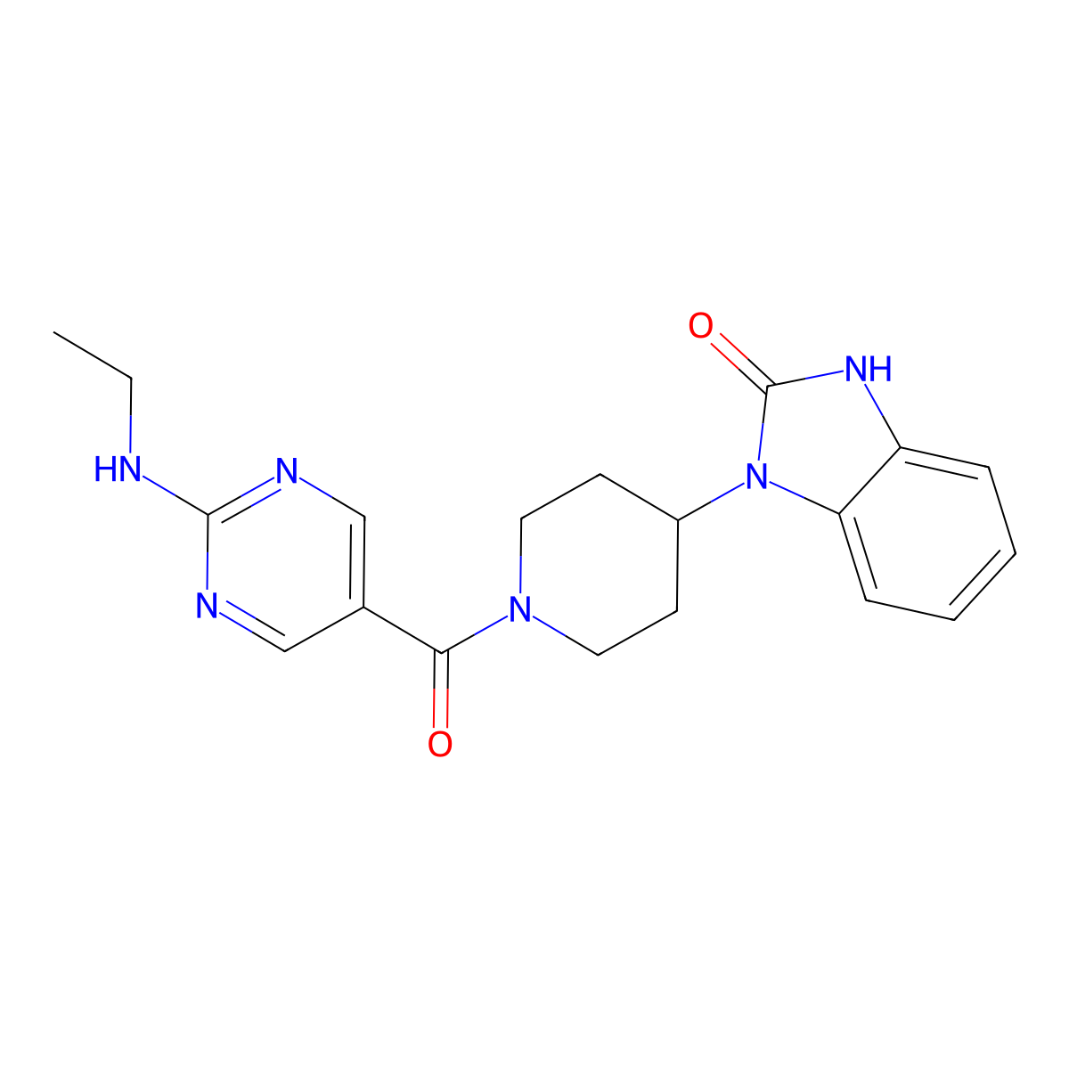 1-(1-{[2-(ethylamino)-5-pyrimidinyl]carbonyl}-4-piperidinyl)-1,3-dihydro-2H-benzimidazol-2-one molecular structure, CAS 1434371-74-0