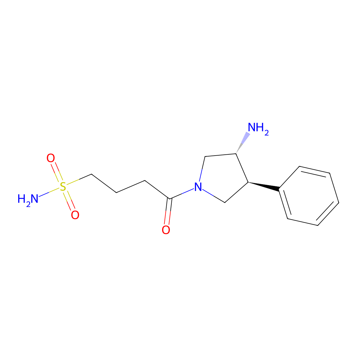 4-[(3R,4S)-3-amino-4-phenylpyrrolidin-1-yl]-4-oxobutane-1-sulfonamide molecular structure, CAS 1434399-87-7