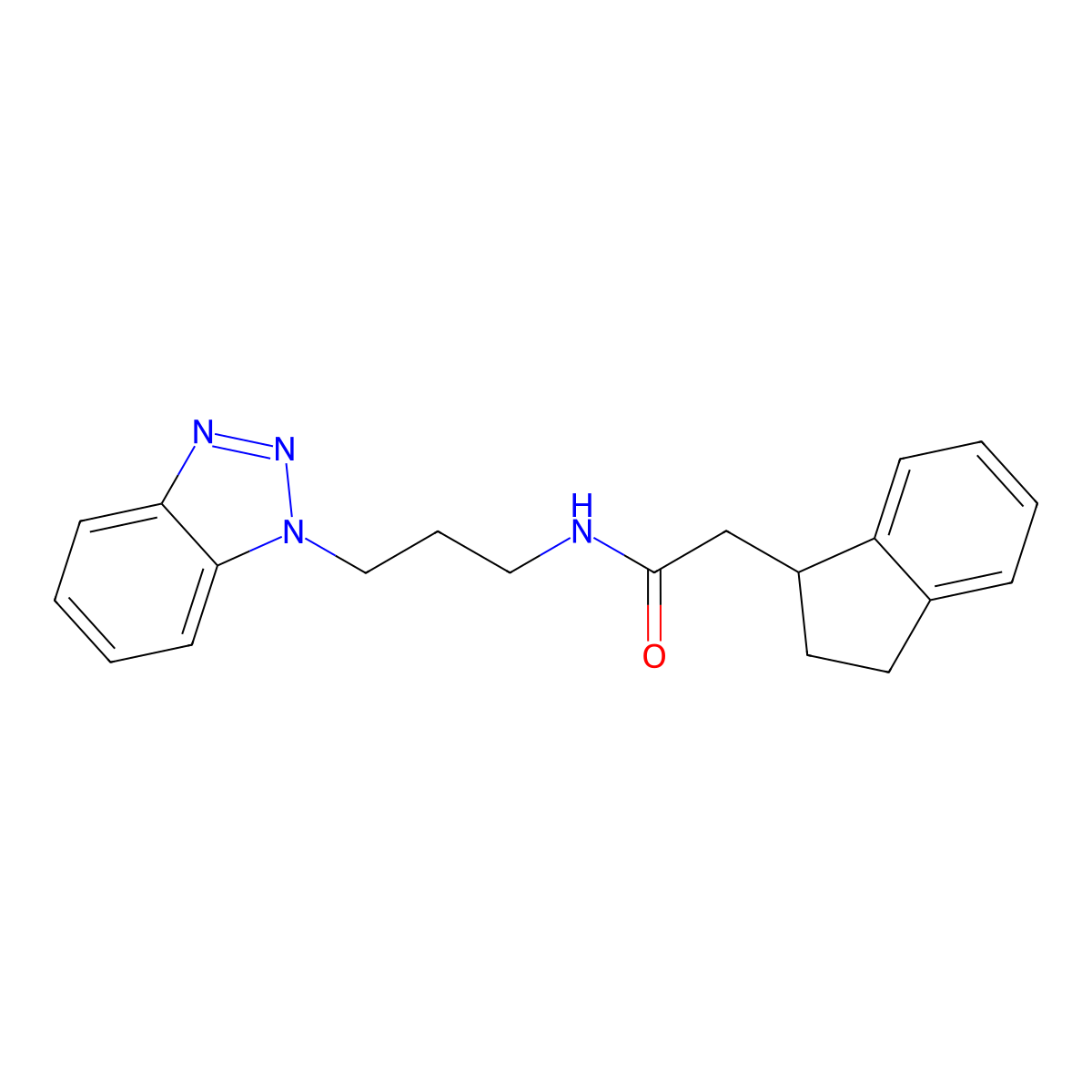 N-[3-(1H-1,2,3-benzotriazol-1-yl)propyl]-2-(2,3-dihydro-1H-inden-1-yl)acetamide molecular structure, CAS 1434430-01-9