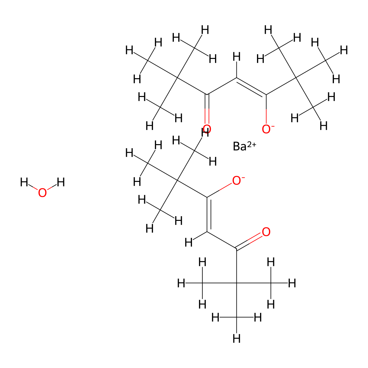 3,5-Heptanedione, 2,2,6,6-tetramethyl-, ion(1-), barium, dihydrate molecular structure, CAS 143457-81-2