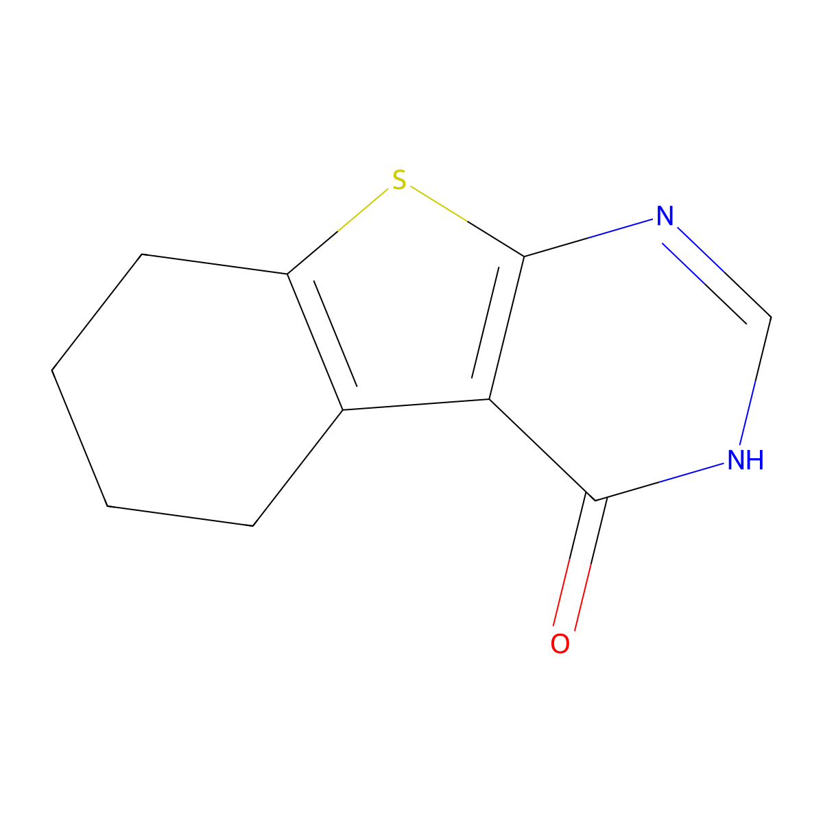 5,6,7,8-Tetrahydro(1)benzothieno(2,3-D)pyrimidin-4(3H)-one molecular structure, CAS 14346-24-8
