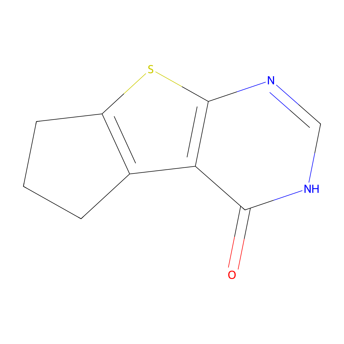 1,5,6,7-Tetrahydro-4H-cyclopenta(4,5)thieno(2,3-d)pyrimidin-4-one molecular structure, CAS 14346-25-9