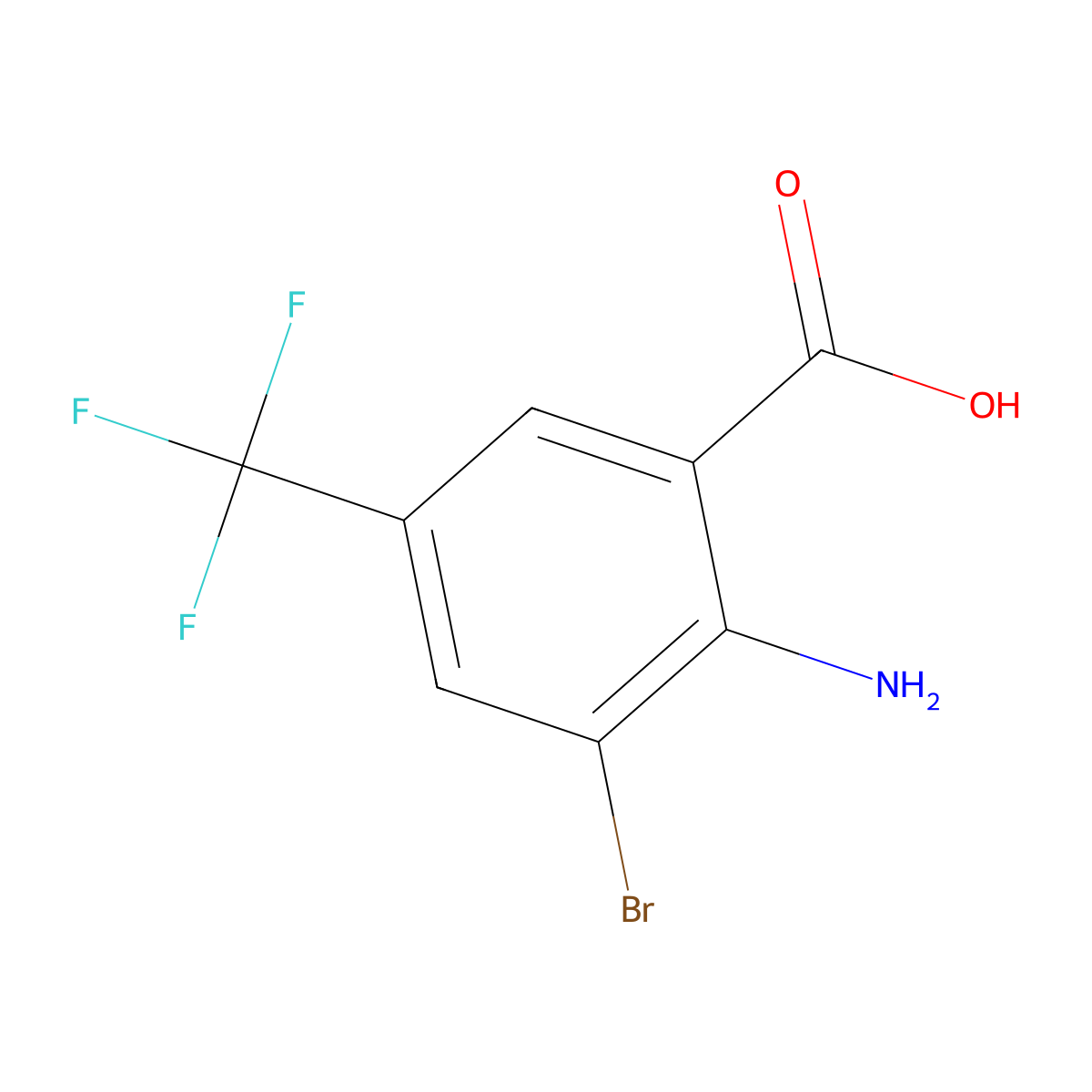 2-Amino-3-bromo-5-(trifluoromethyl)benzoic acid molecular structure, CAS 1434631-44-3