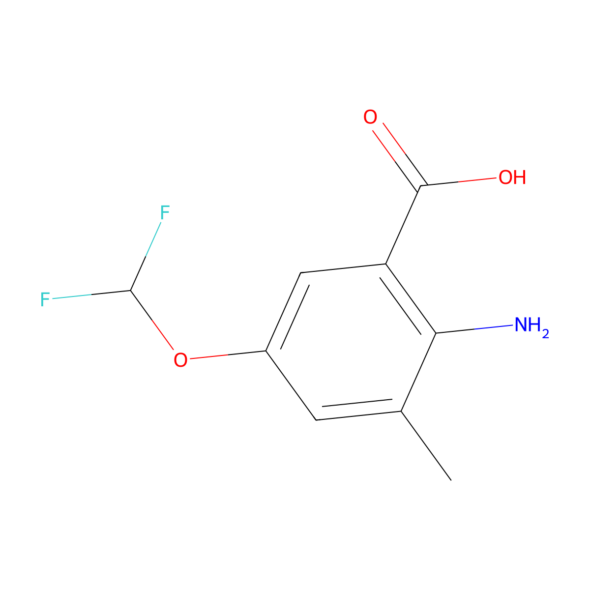 2-Amino-5-(difluoromethoxy)-3-methylbenzoic acid molecular structure, CAS 1434631-73-8