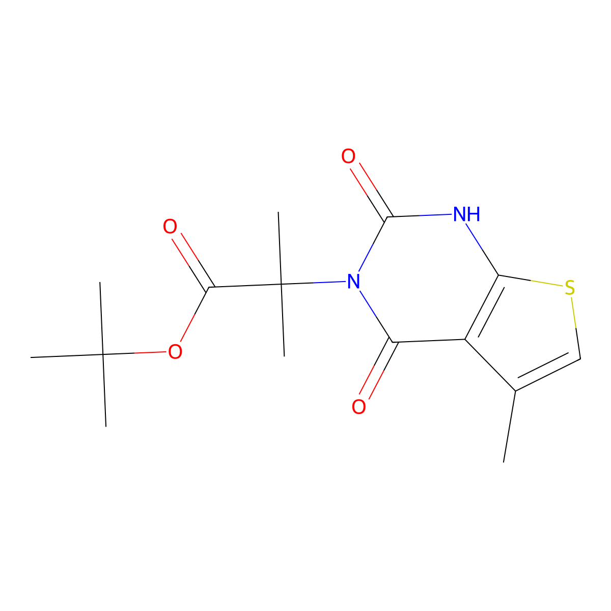 Tert-butyl 2-methyl-2-(5-methyl-2,4-dioxo-1,4-dihydrothieno[2,3-d]pyrimidin-3(2h)-yl)propanoate molecular structure, CAS 1434643-28-3