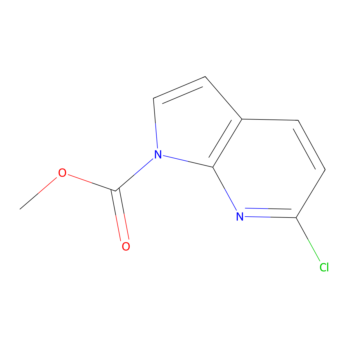 methyl 6-chloro-1H-pyrrolo[2,3-b]pyridine-1-carboxylate molecular structure, CAS 143468-07-9