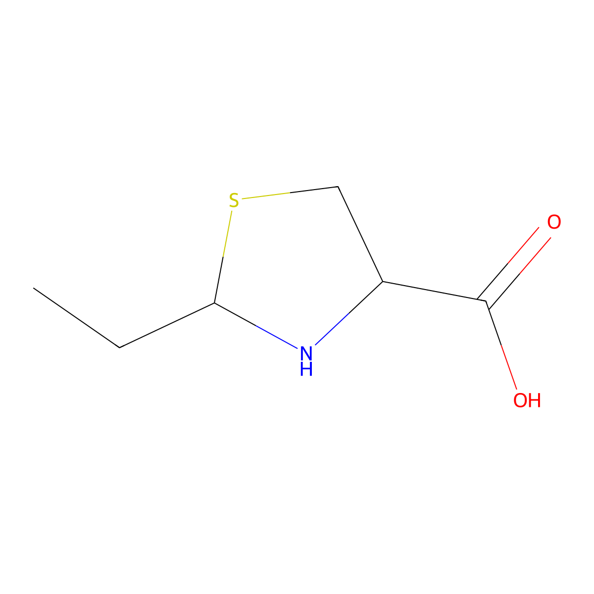 4-Thiazolidinecarboxylic acid, 2-ethyl- molecular structure, CAS 14347-73-0