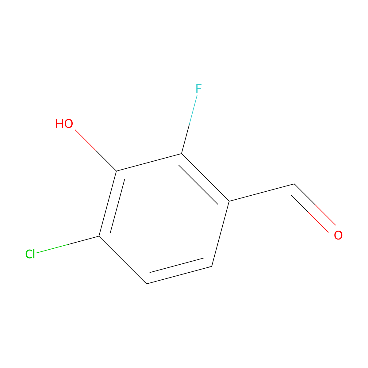 4-Chloro-2-fluoro-3-hydroxybenzaldehyde molecular structure, CAS 1434722-68-5