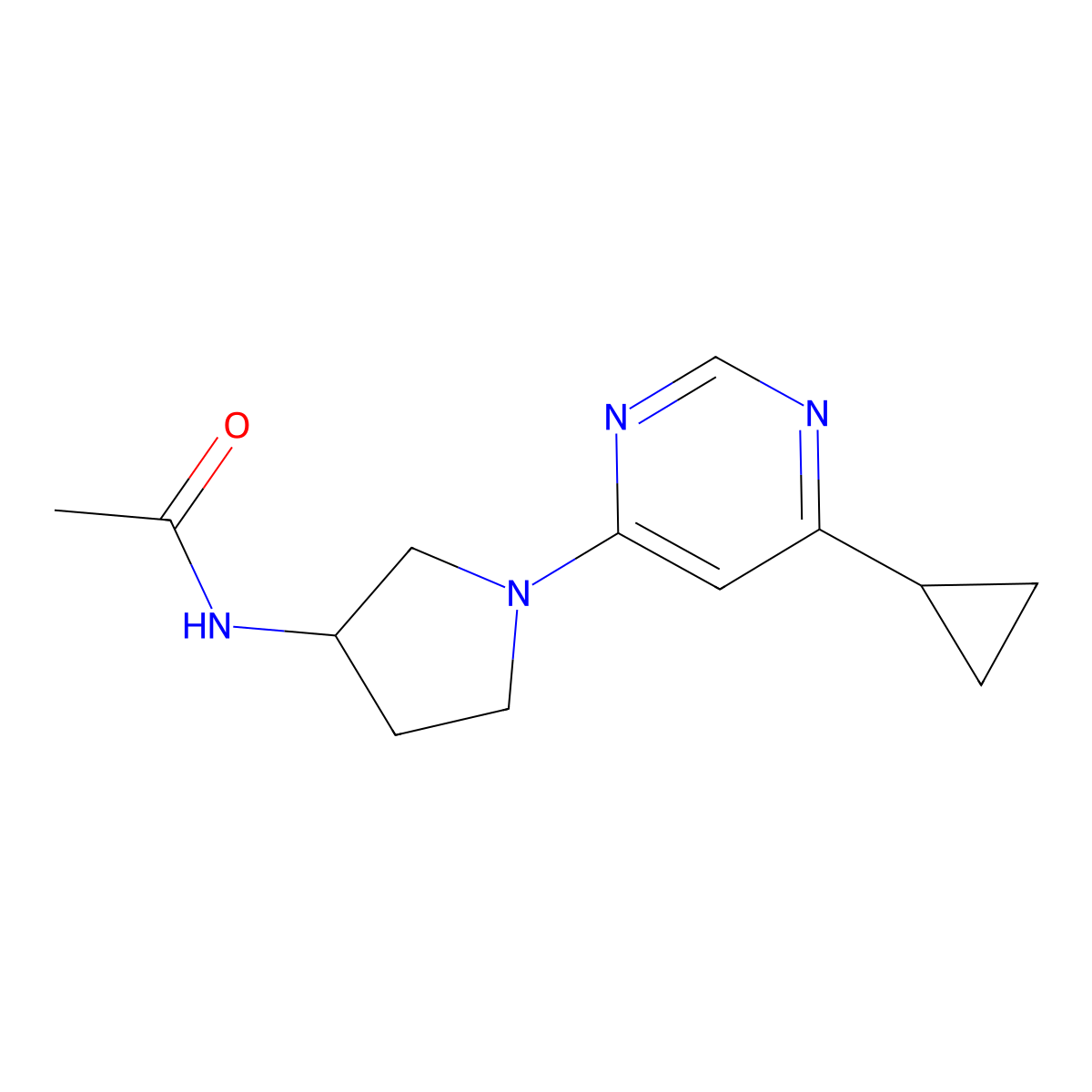 N-[1-(6-cyclopropylpyrimidin-4-yl)pyrrolidin-3-yl]acetamide molecular structure, CAS 1434744-09-8