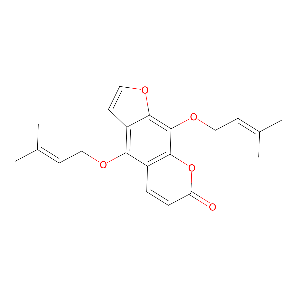 4,9-Bis[(3-methylbut-2-en-1-yl)oxy]-7H-furo[3,2-g]chromen-7-one molecular structure, CAS 14348-21-1