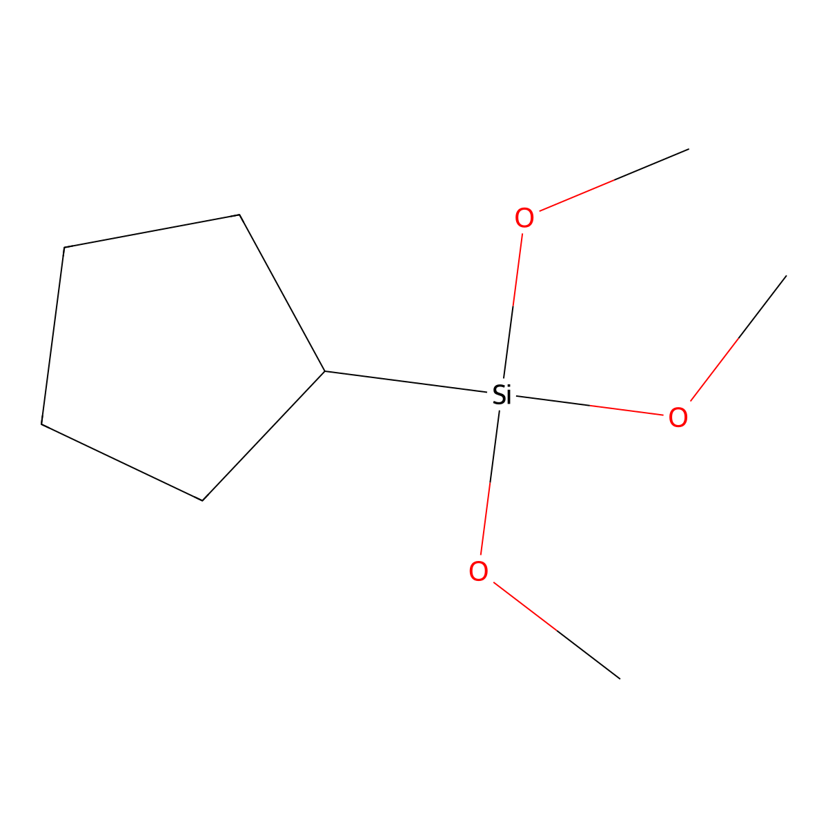 Cyclopentyltrimethoxysilane molecular structure, CAS 143487-47-2