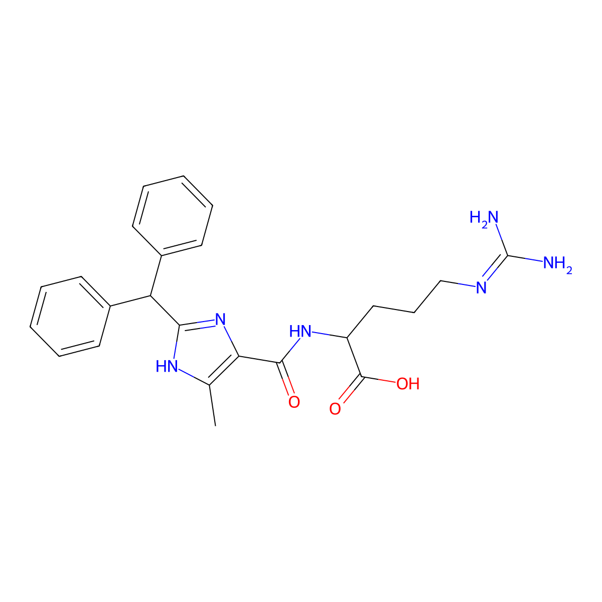 (2-Benzhydryl-5-methyl-1H-imidazole-4-carbonyl)-L-arginine molecular structure, CAS 1434873-26-3