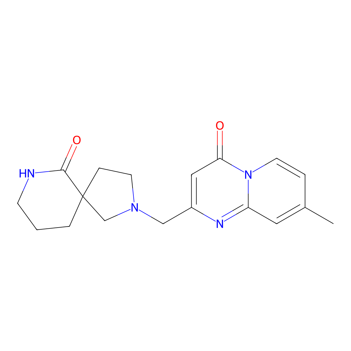 8-methyl-2-[(6-oxo-2,7-diazaspiro[4.5]dec-2-yl)methyl]-4H-pyrido[1,2-a]pyrimidin-4-one molecular structure, CAS 1434877-24-3