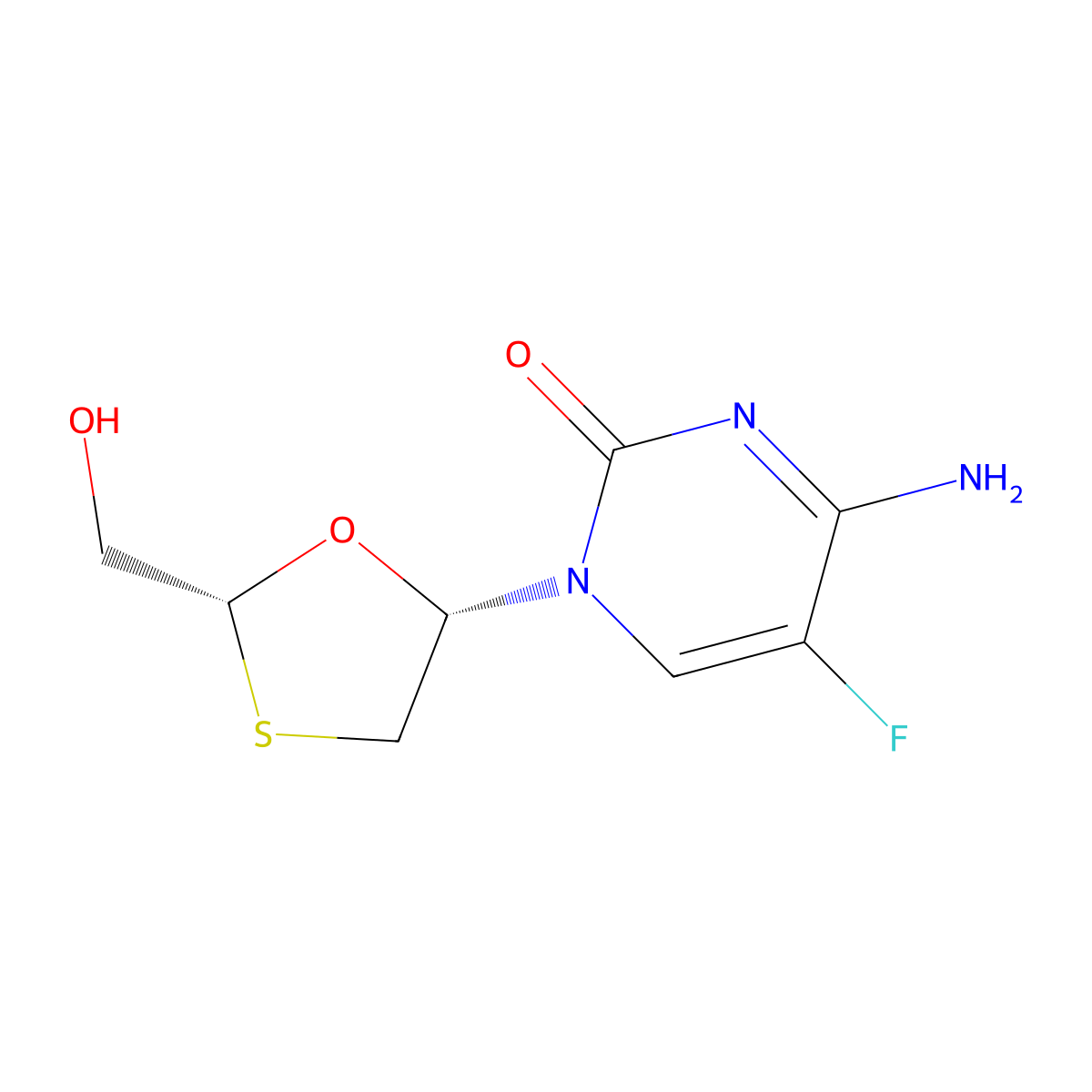 Emtricitabine molecular structure, CAS 143491-57-0