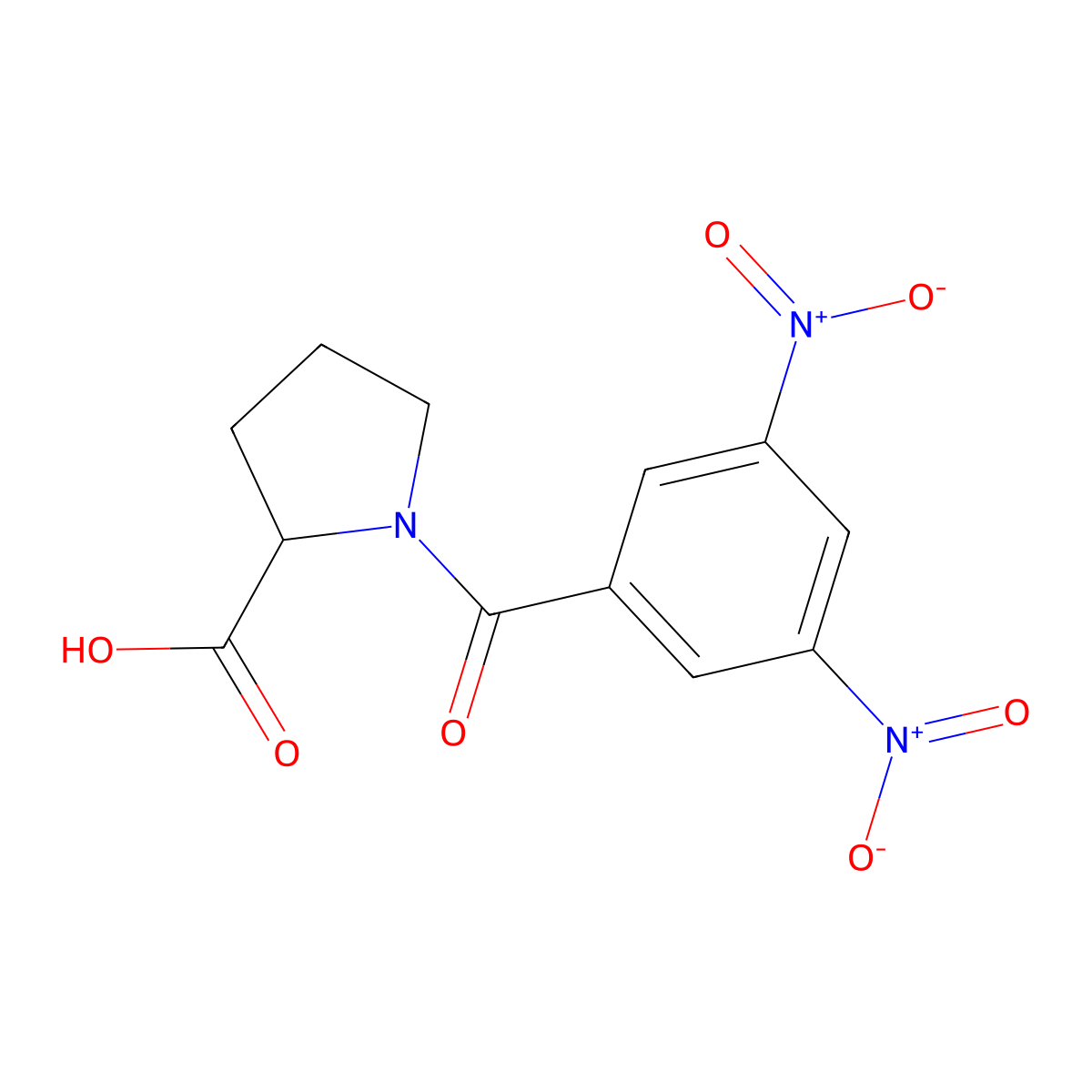N-(3,5-Dinitrobenzoyl)-DL-proline molecular structure, CAS 143492-62-0