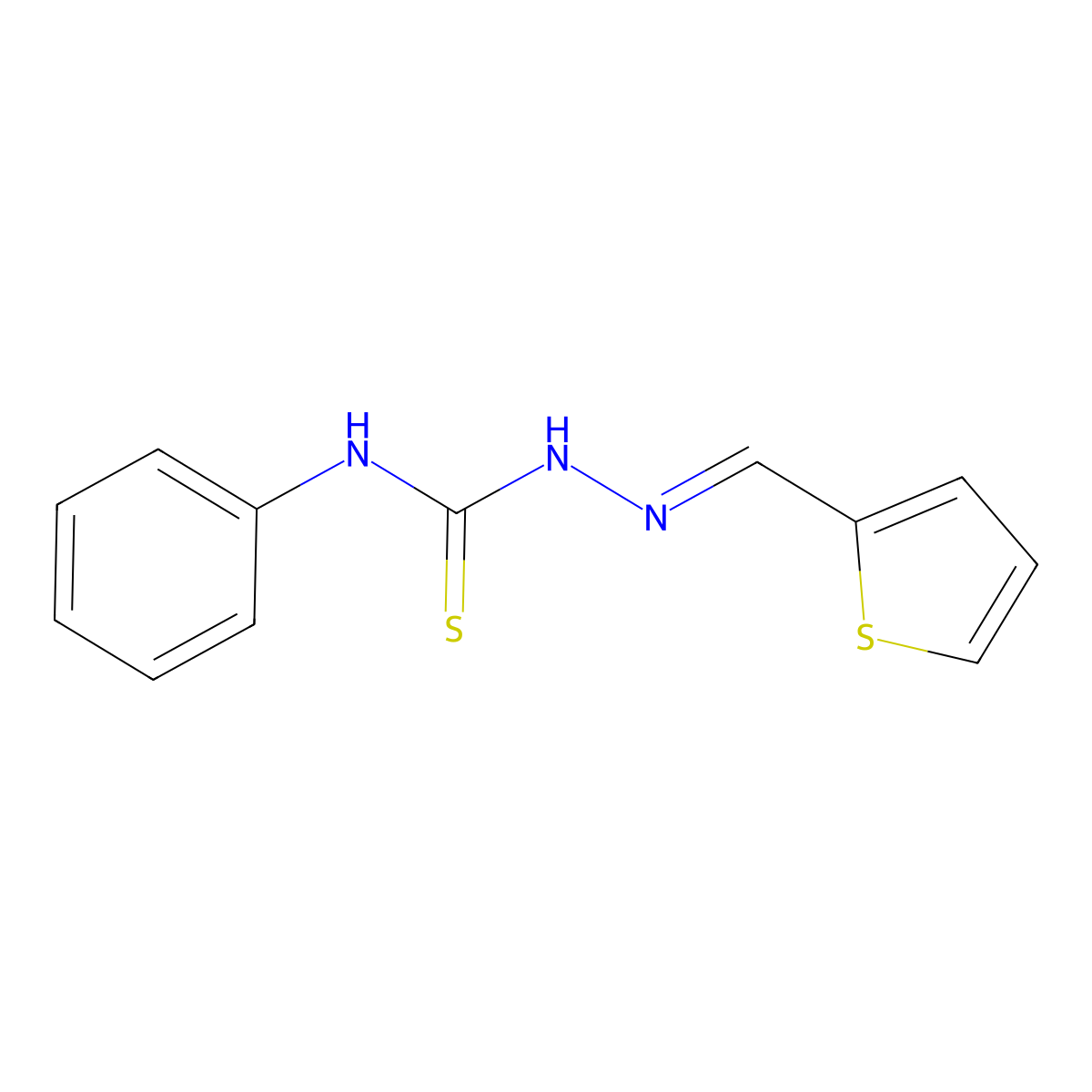 Hydrazinecarbothioamide, N-phenyl-2-(2-thienylmethylene)- molecular structure, CAS 1435-01-4