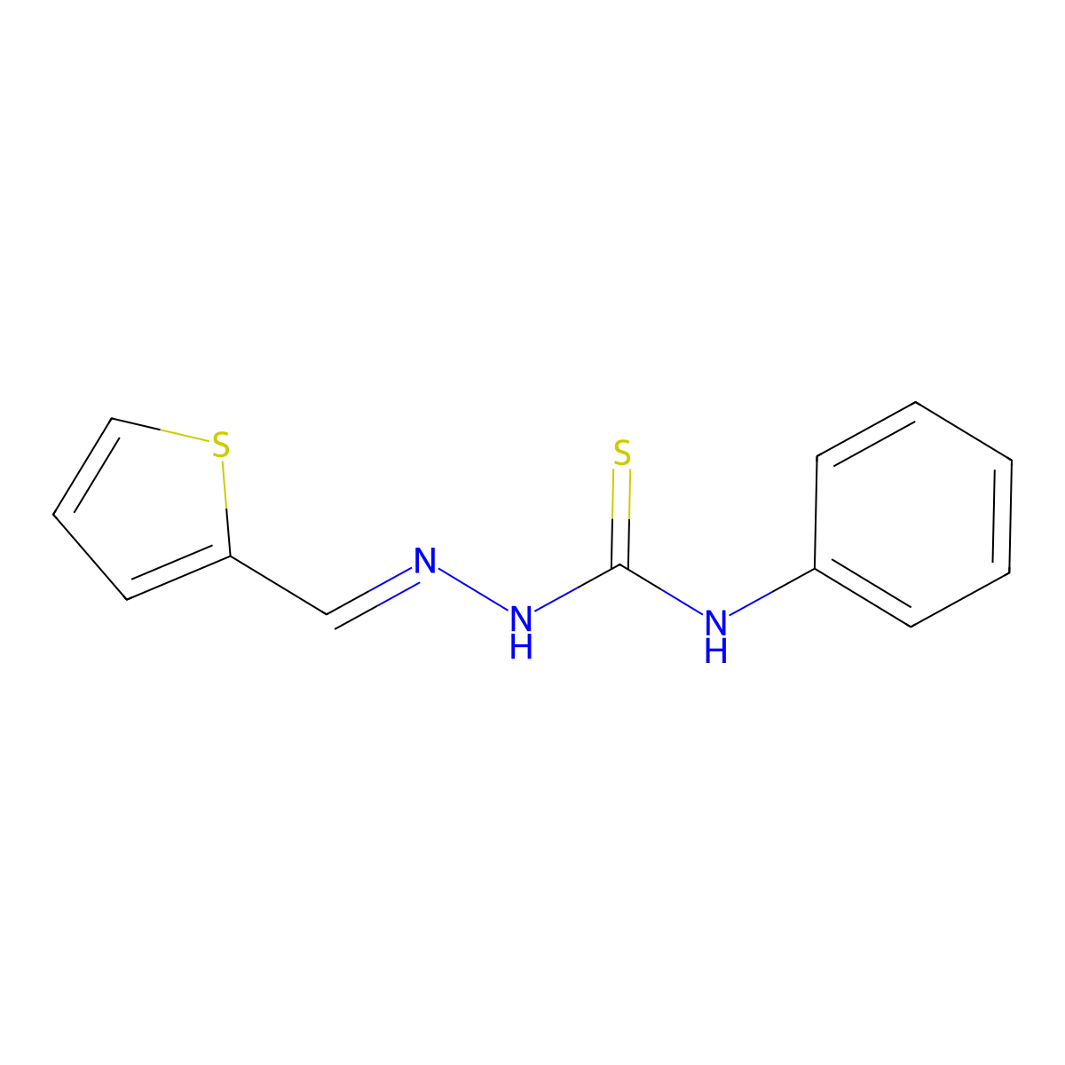 Hydrazinecarbothioamide, N-phenyl-2-(2-thienylmethylene)- molecular structure, CAS 1435-01-4