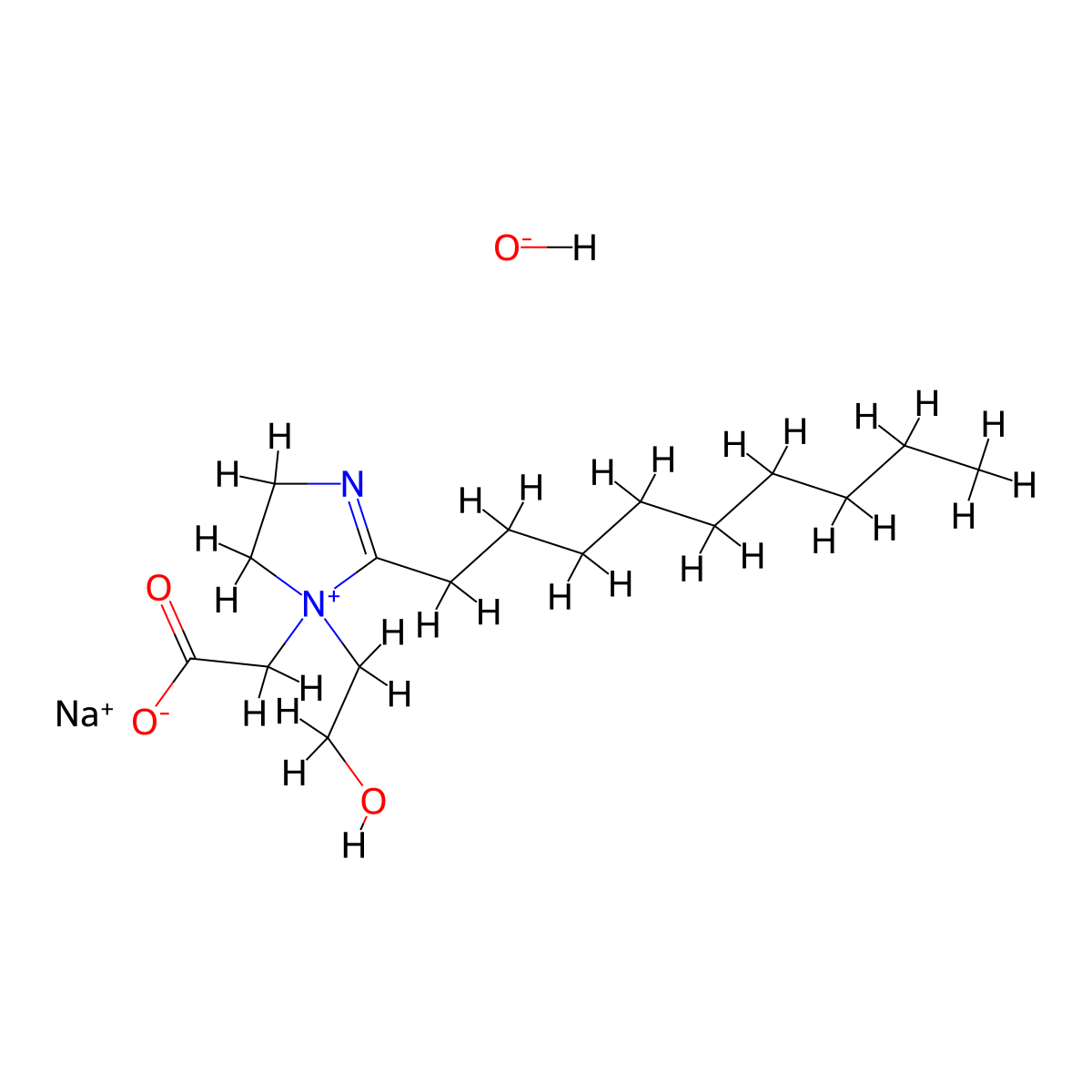 Sodium 1-(carboxymethyl)-4,5-dihydro-1-(2-hydroxyethyl)-2-nonyl-1H-imidazolium hydroxide molecular structure, CAS 14350-94-8