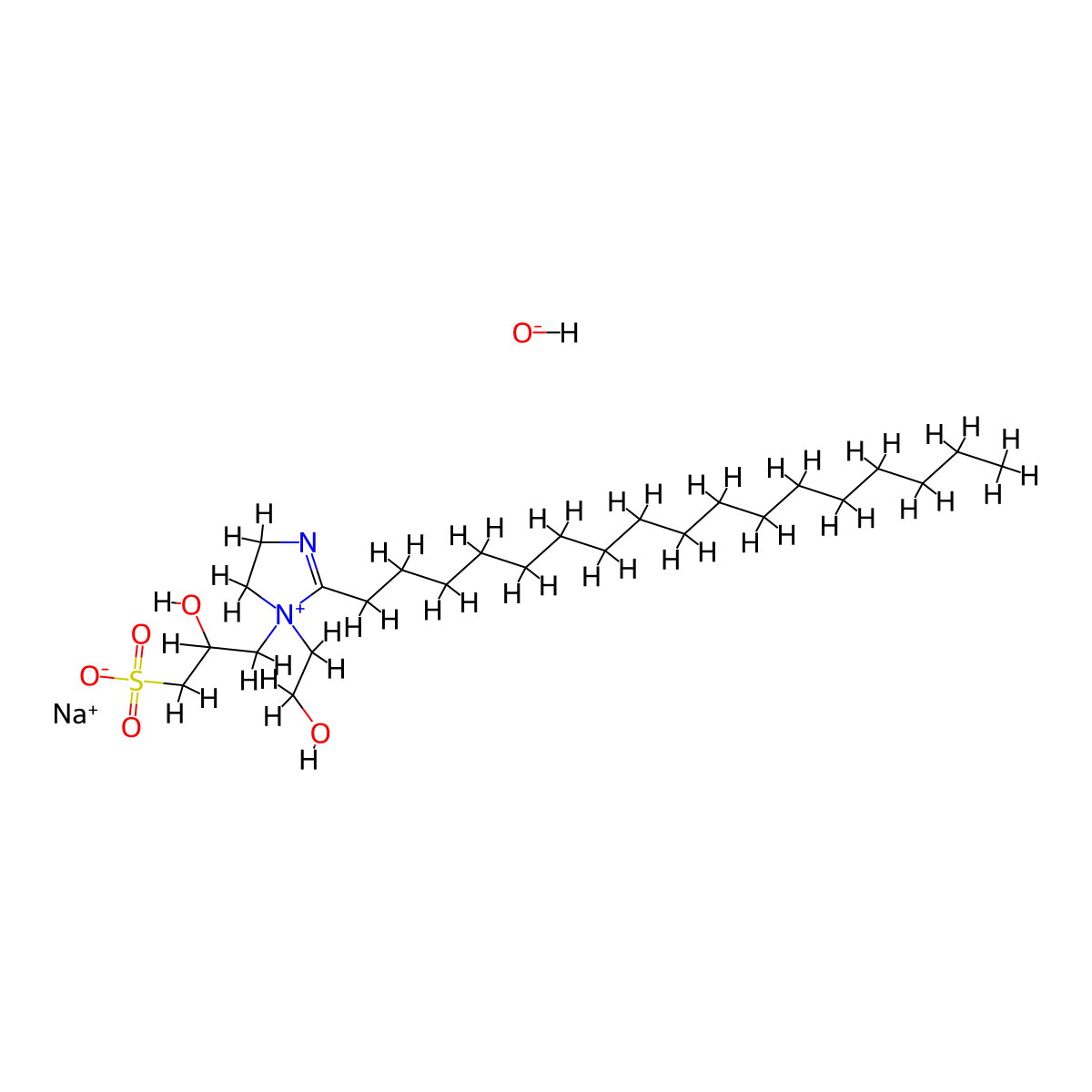 Sodium 2-heptadecyl-4,5-dihydro-1-(2-hydroxyethyl)-1-(2-hydroxy-3-sulphonatopropyl)-1H-imidazolium hydroxide molecular structure, CAS 14350-98-2