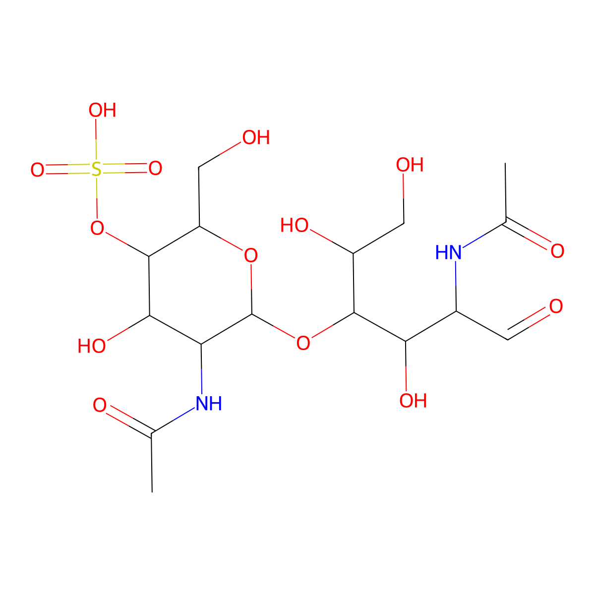 2-(acetylamino)-4-O-(2-(acetylamino)-2-deoxy-4-O-sulfogalactopyranosyl)-2-deoxyglucose molecular structure, CAS 143502-17-4