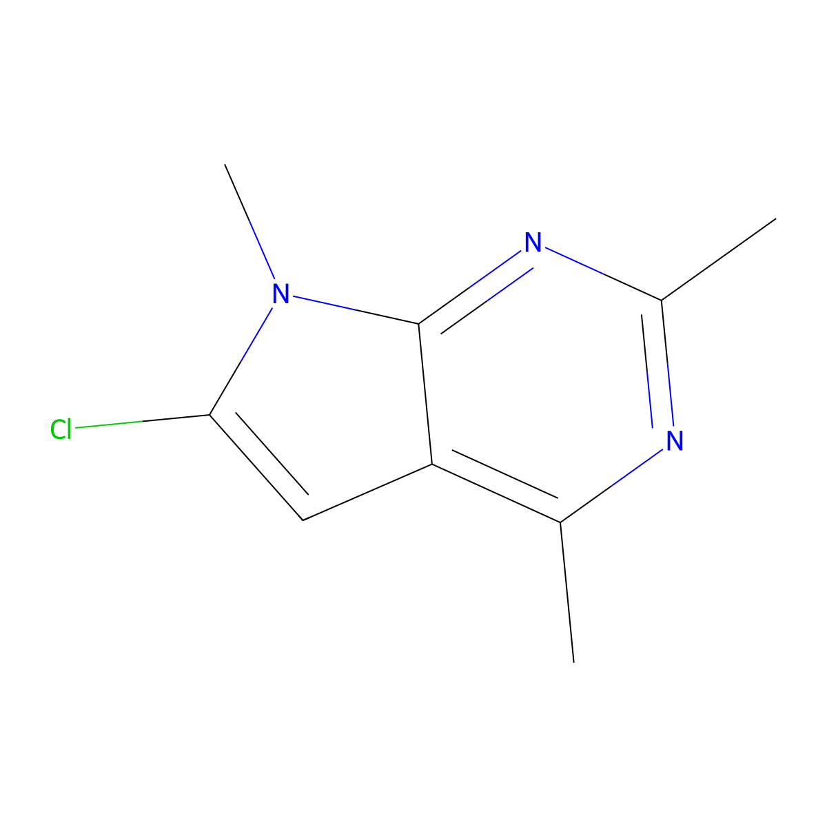 6-Chloro-2,4,7-trimethyl-7H-pyrrolo[2,3-d]pyrimidine molecular structure, CAS 14352-34-2