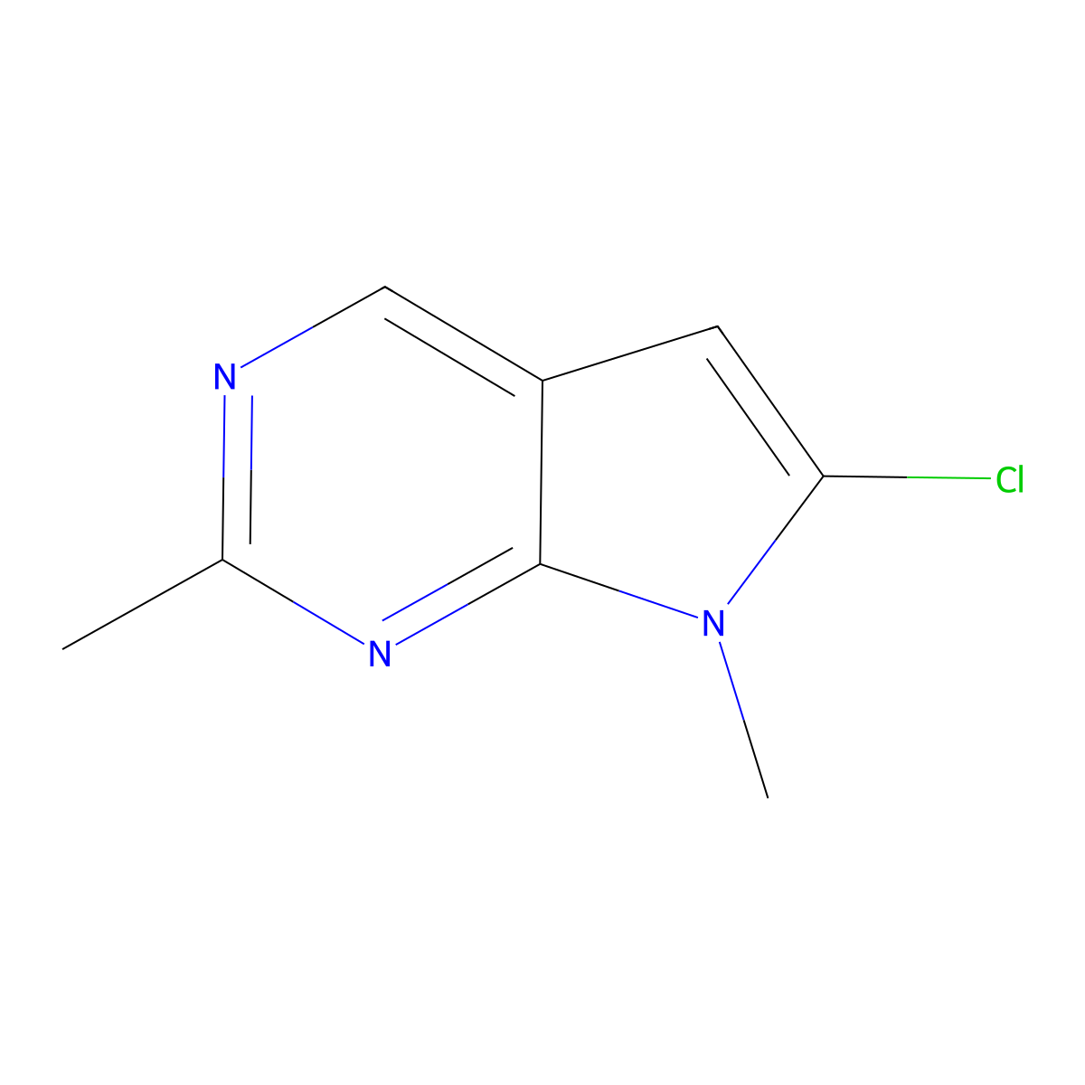 6-Chloro-2,7-dimethyl-7H-pyrrolo[2,3-d]pyrimidine molecular structure, CAS 14352-35-3