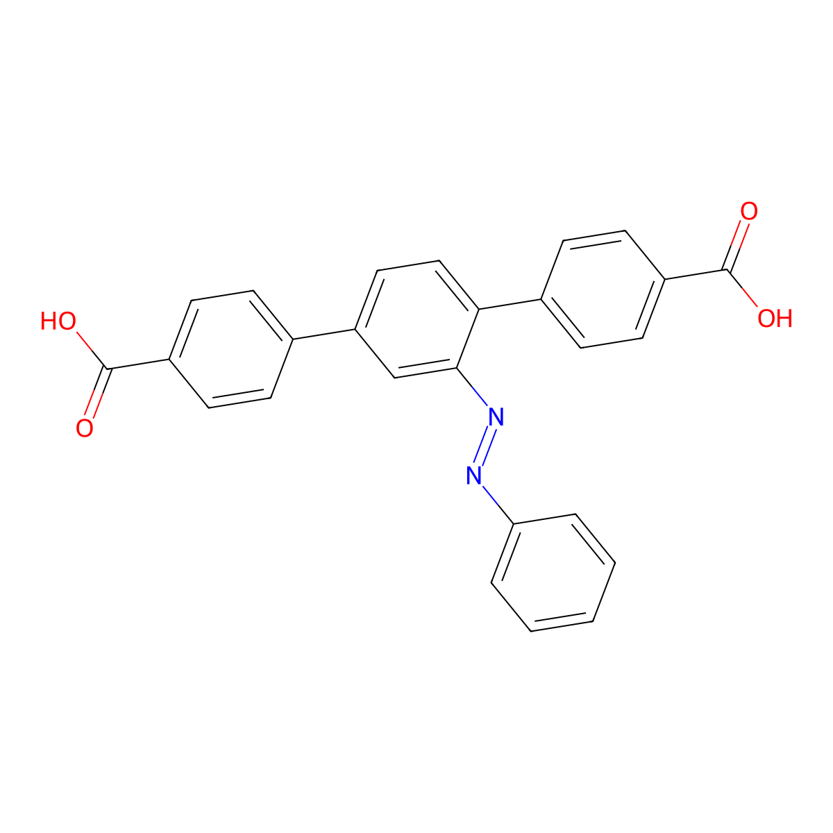 2'-(Phenyldiazenyl)-[1,1':4',1''-terphenyl]-4,4''-dicarboxylic acid molecular structure, CAS 1435279-35-8